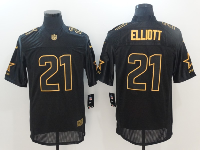 Men's Dallas Cowboys #21 Ezekiel Elliott Black Team Jersey